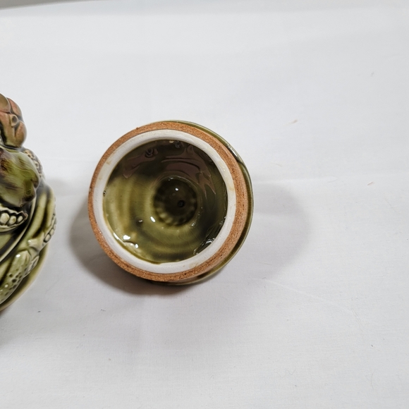 Vintage Tilso Japan Instant Coffee  Canister Green Majolica Fruits Nut - Picture 9 of 10